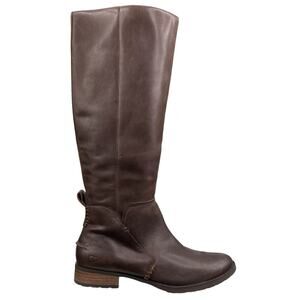 UGG Women’s Leigh Brown Leather Side Zip Riding Boot Size US 6.5